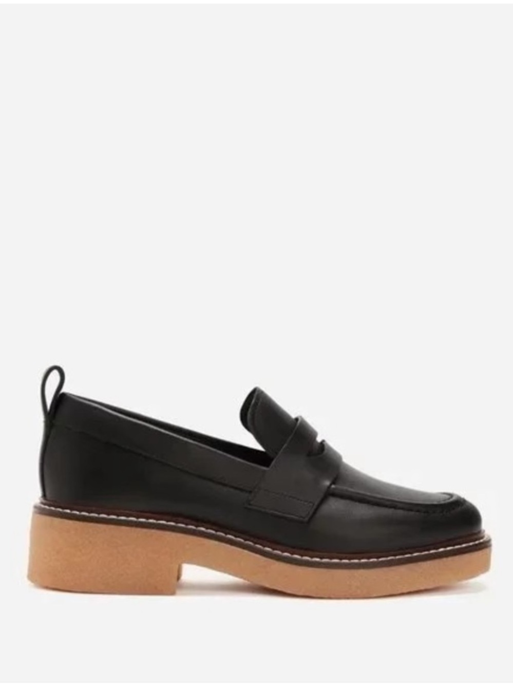 Everlane The Gum Lug Sole Penny Loafers Black Leather Size 7